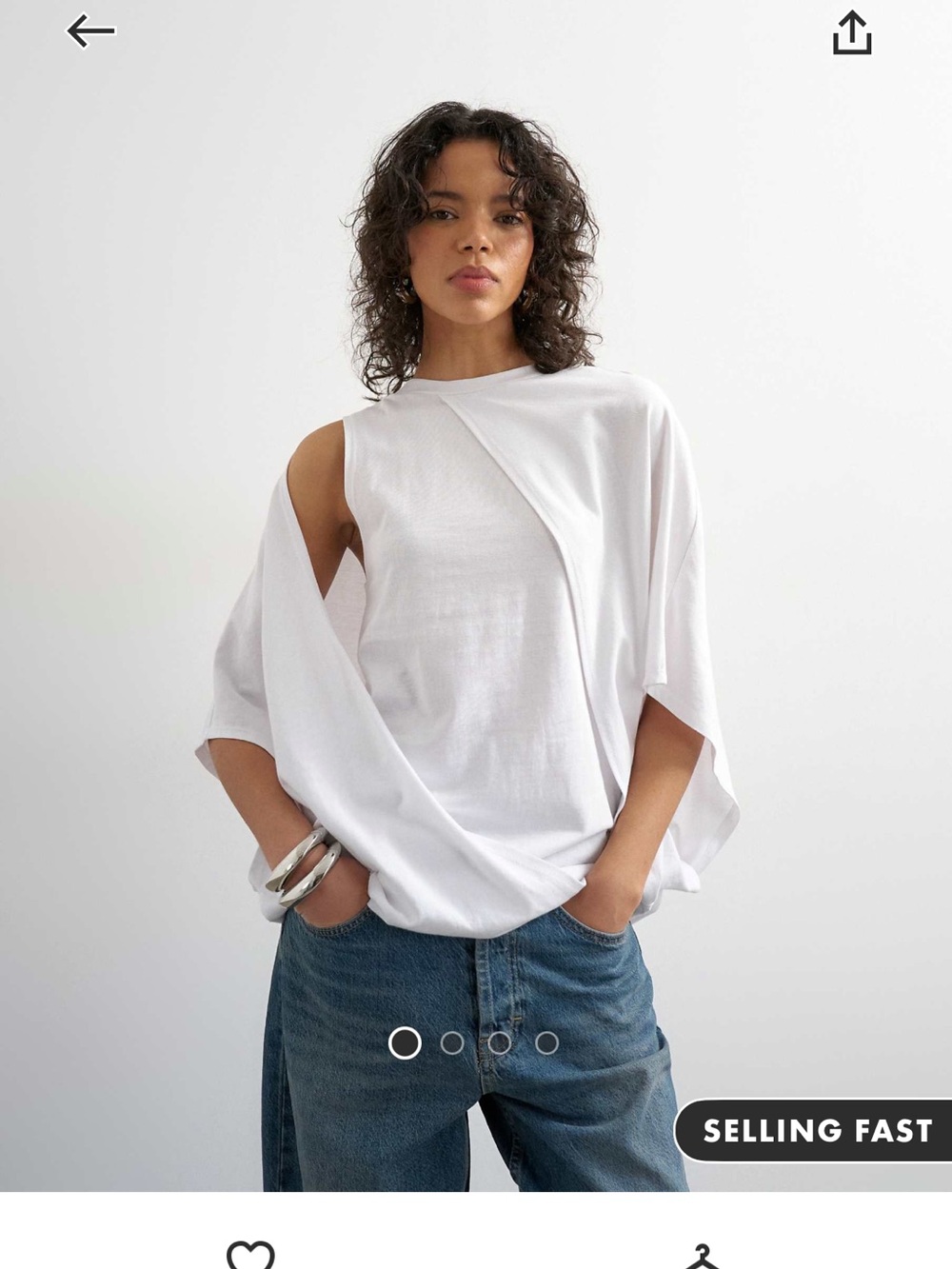 ASOS Topshop White Draped Sleeve Women’s Top size large. No offers.